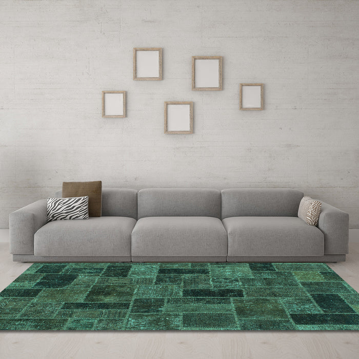 Machine Washable Abstract Turquoise Modern Area Rugs in a Living Room,, wshabs1360turq