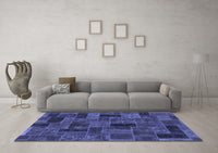 Machine Washable Abstract Blue Modern Rug, wshabs1360blu