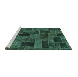 Sideview of Machine Washable Abstract Turquoise Modern Area Rugs, wshabs1360turq