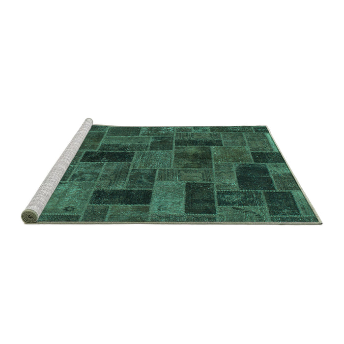 Sideview of Machine Washable Abstract Turquoise Modern Area Rugs, wshabs1360turq