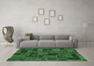 Machine Washable Abstract Emerald Green Modern Area Rugs in a Living Room,, wshabs1360emgrn