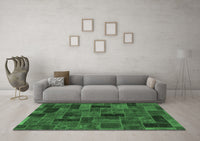 Machine Washable Abstract Emerald Green Modern Rug, wshabs1360emgrn