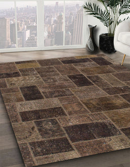 Machine Washable Abstract Bakers Brown Rug in a Family Room, wshabs1360
