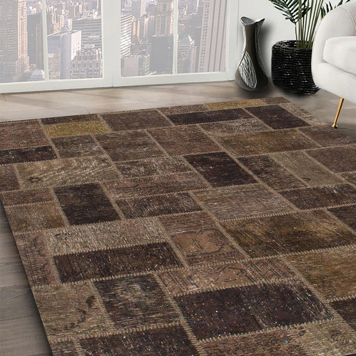 Machine Washable Abstract Bakers Brown Rug in a Family Room, wshabs1360