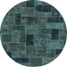 Round Abstract Light Blue Modern Rug, abs1360lblu