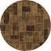 Round Abstract Brown Modern Rug, abs1360brn