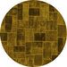 Round Abstract Yellow Modern Rug, abs1360yw