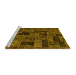 Sideview of Machine Washable Abstract Yellow Modern Rug, wshabs1360yw