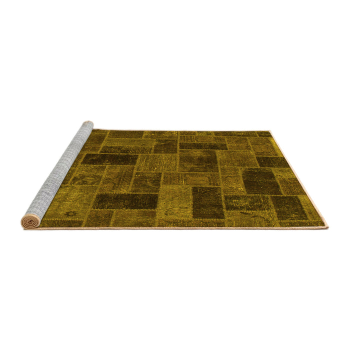 Sideview of Machine Washable Abstract Yellow Modern Rug, wshabs1360yw