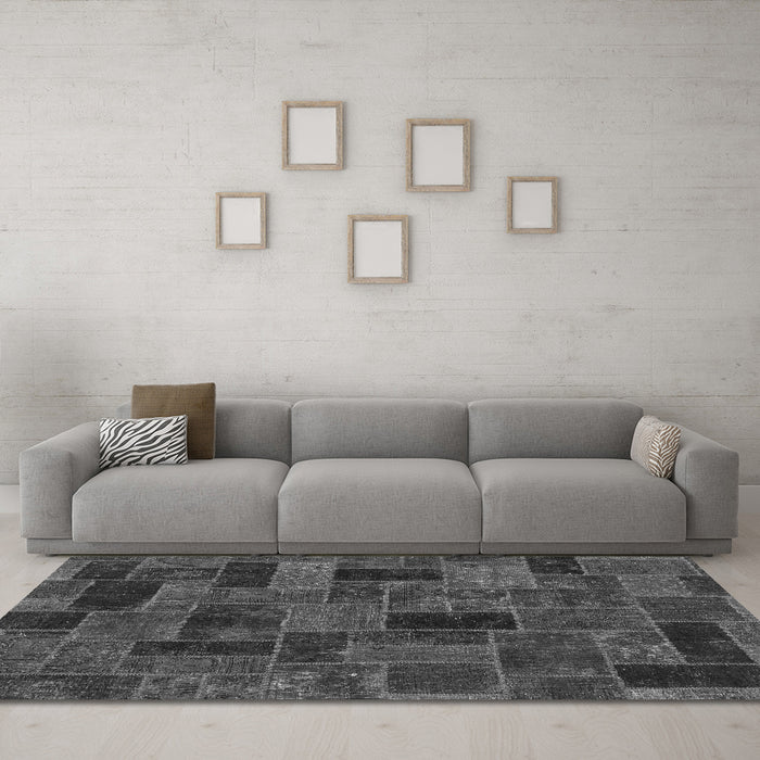Machine Washable Abstract Gray Modern Rug in a Living Room,, wshabs1360gry
