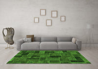 Machine Washable Abstract Green Modern Rug, wshabs1360grn