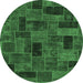 Round Abstract Emerald Green Modern Rug, abs1360emgrn