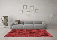 Machine Washable Abstract Red Modern Rug, wshabs1360red