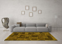 Machine Washable Abstract Yellow Modern Rug, wshabs1360yw