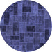 Round Machine Washable Abstract Blue Modern Rug, wshabs1360blu