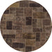 Round Machine Washable Abstract Bakers Brown Rug, wshabs1360