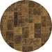 Round Abstract Brown Modern Rug, abs1361brn