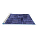 Sideview of Machine Washable Abstract Blue Modern Rug, wshabs1361blu