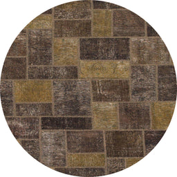 Round Machine Washable Abstract Bakers Brown Rug, wshabs1361