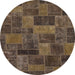 Round Machine Washable Abstract Bakers Brown Rug, wshabs1361