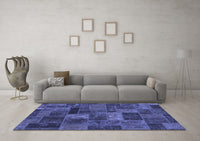 Machine Washable Abstract Blue Modern Rug, wshabs1361blu