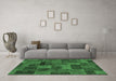 Machine Washable Abstract Emerald Green Modern Area Rugs in a Living Room,, wshabs1361emgrn