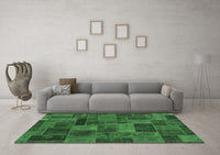 Machine Washable Abstract Emerald Green Modern Rug, wshabs1361emgrn