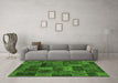 Machine Washable Abstract Green Modern Area Rugs in a Living Room,, wshabs1361grn