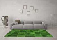 Machine Washable Abstract Green Modern Rug, wshabs1361grn