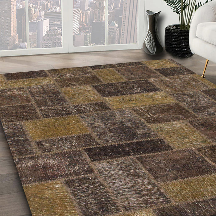 Machine Washable Abstract Bakers Brown Rug in a Family Room, wshabs1361