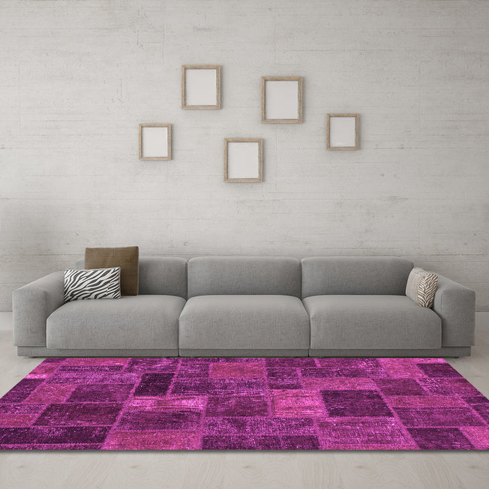 Machine Washable Abstract Pink Modern Rug in a Living Room, wshabs1361pnk