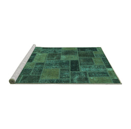 Sideview of Machine Washable Abstract Turquoise Modern Area Rugs, wshabs1361turq