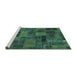 Sideview of Machine Washable Abstract Turquoise Modern Area Rugs, wshabs1361turq