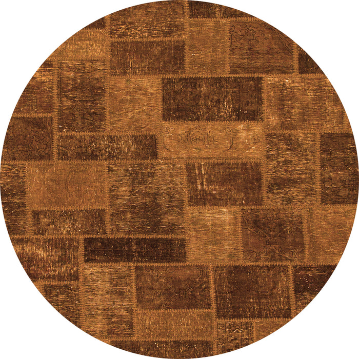 Round Machine Washable Abstract Orange Modern Area Rugs, wshabs1361org
