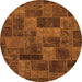 Round Machine Washable Abstract Orange Modern Area Rugs, wshabs1361org