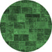 Round Abstract Emerald Green Modern Rug, abs1361emgrn