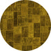 Round Abstract Yellow Modern Rug, abs1361yw