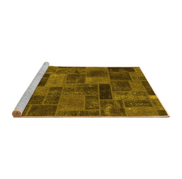 Sideview of Machine Washable Abstract Yellow Modern Rug, wshabs1361yw