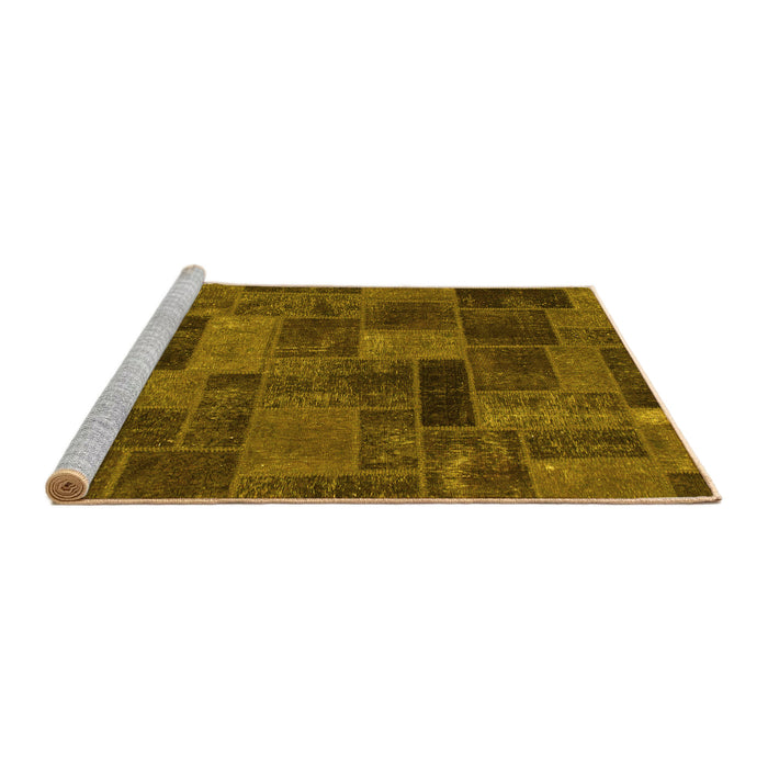 Sideview of Machine Washable Abstract Yellow Modern Rug, wshabs1361yw