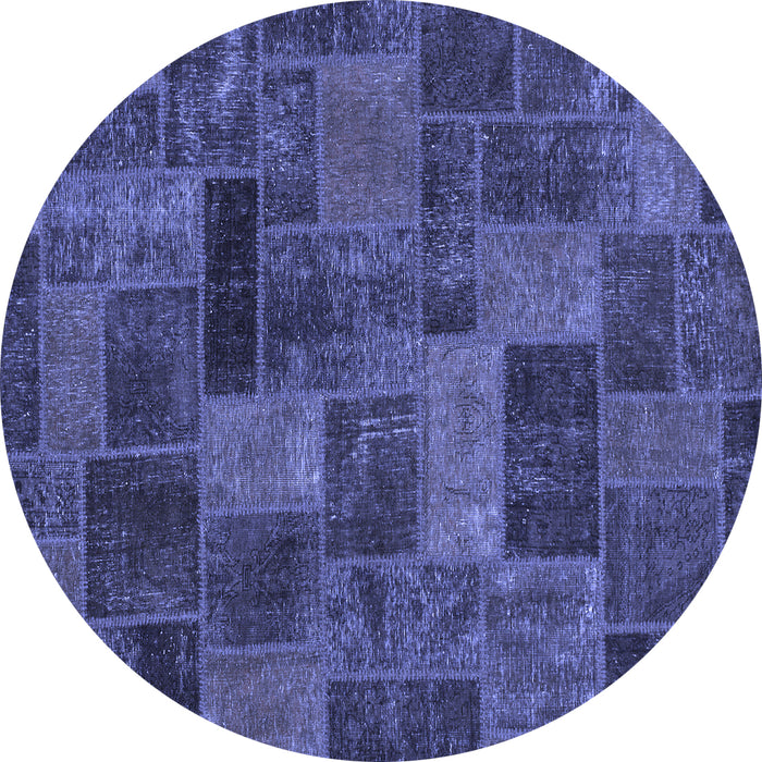 Round Abstract Blue Modern Rug, abs1361blu