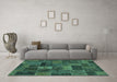 Machine Washable Abstract Turquoise Modern Area Rugs in a Living Room,, wshabs1361turq