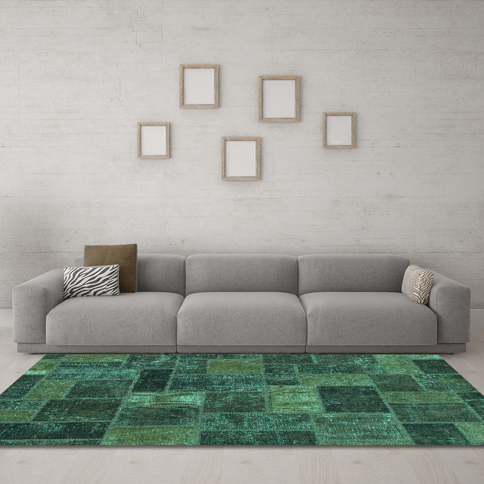 Machine Washable Abstract Turquoise Modern Area Rugs in a Living Room,, wshabs1361turq