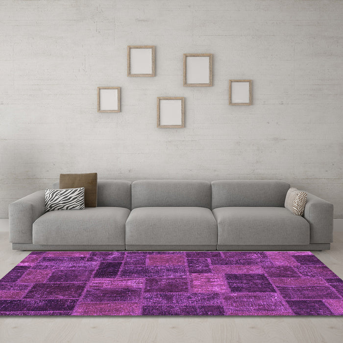 Machine Washable Abstract Purple Modern Area Rugs in a Living Room, wshabs1361pur