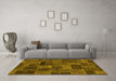 Machine Washable Abstract Yellow Modern Rug in a Living Room, wshabs1361yw