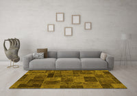 Machine Washable Abstract Yellow Modern Rug, wshabs1361yw