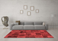 Machine Washable Abstract Red Modern Rug, wshabs1361red