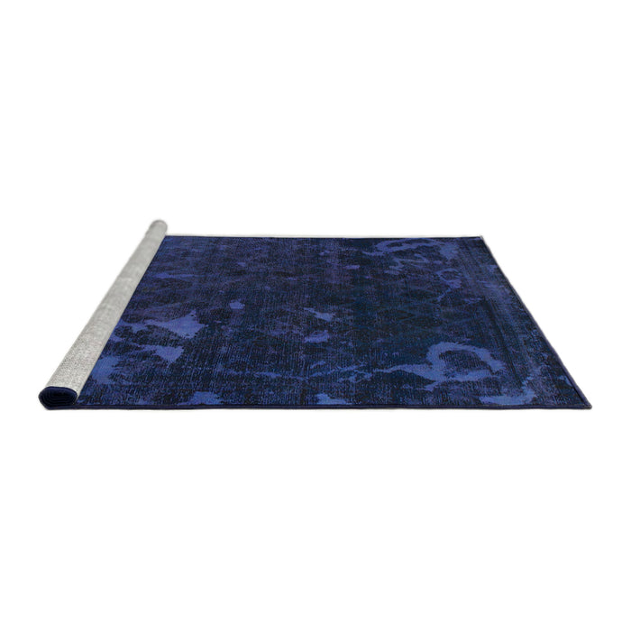 Sideview of Machine Washable Abstract Sapphire Blue Rug, wshabs1362