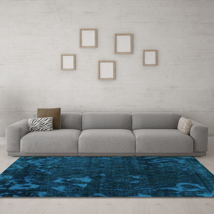 Machine Washable Persian Turquoise Bohemian Area Rugs in a Living Room,, wshabs1362turq