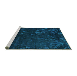 Sideview of Machine Washable Persian Turquoise Bohemian Area Rugs, wshabs1362turq