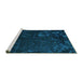 Sideview of Machine Washable Persian Turquoise Bohemian Area Rugs, wshabs1362turq